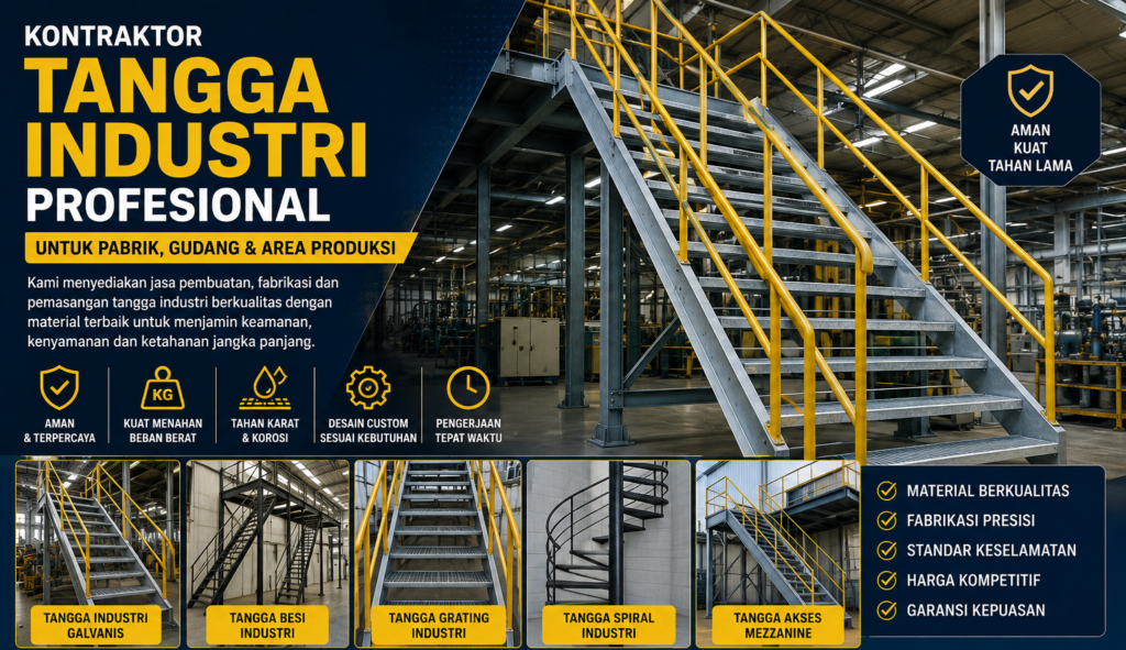 Jasa Pembuatan Tangga Industri Profesional untuk Pabrik dan Gudang Jasa Pembuatan Tangga Industri